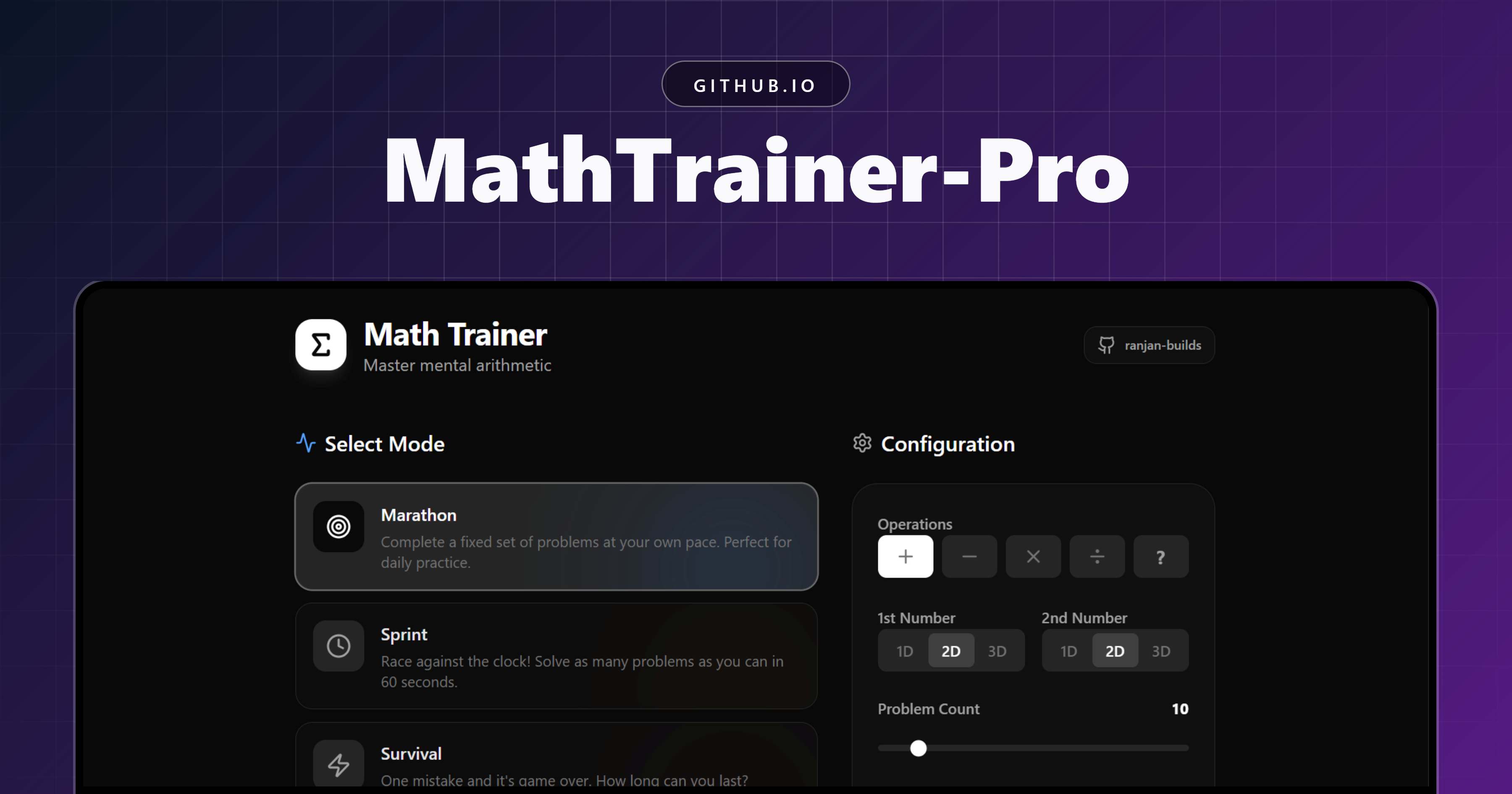 MathTrainer Pro Screenshot